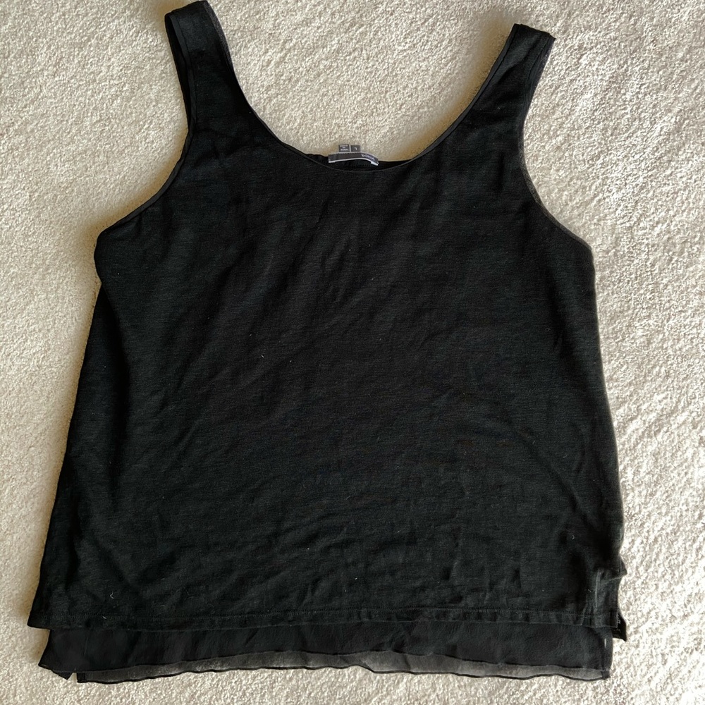 VINCE Black Silk Linen Double Layer Tank Top L NWT - Picture 4 of 7